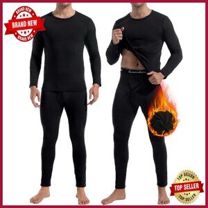 Men's Thermal Underwear Set Fleece Lined Base Layer Long Johns Top Bottom